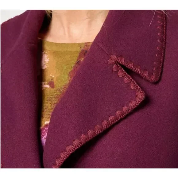 Beautiful by Lawrence Zarian Womens M Belted Double Knit Lined Coat Fig NWOT - Picture 5 of 6